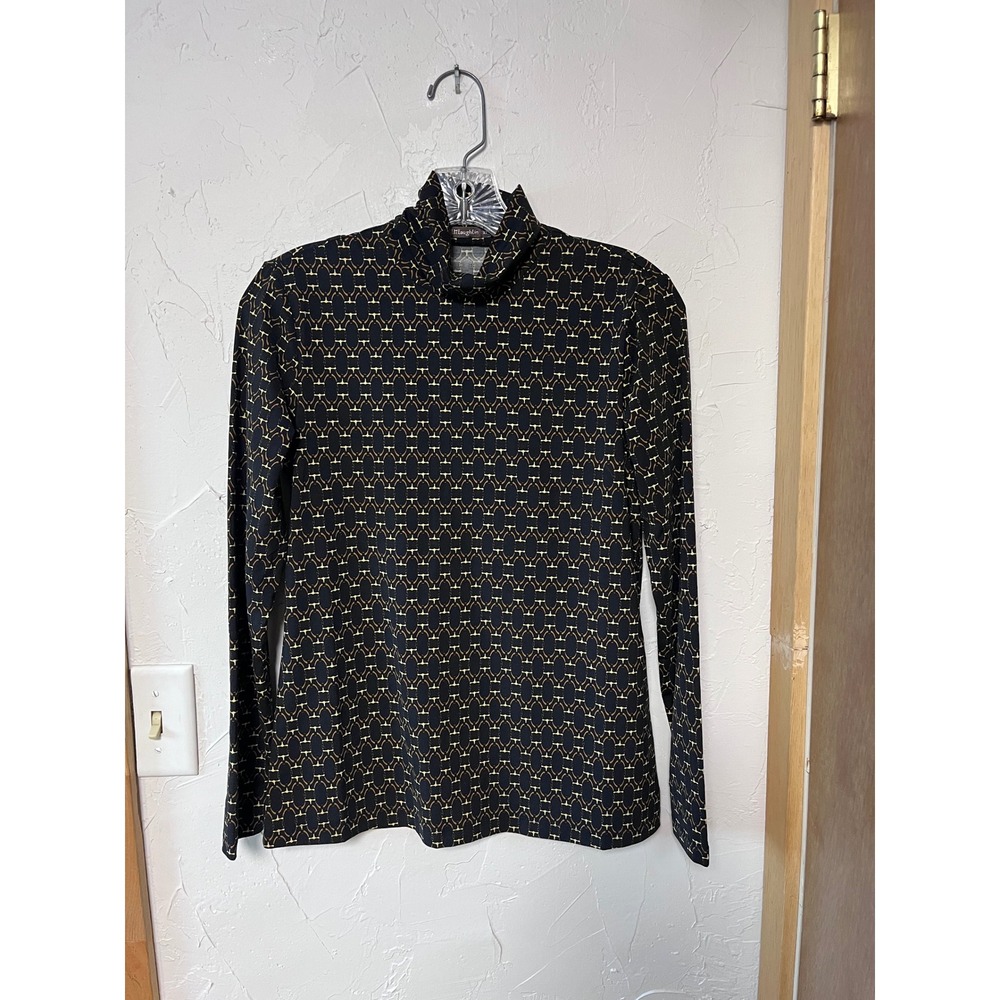 J.McLaughlin Women Equestrian Horsebit Print Turtleneck Long‎ Sleeve Top XS